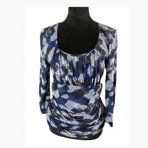 Vintage Classiques Entier Bold Abstract Pattern 100% Silk Blouse Size Large  EUC